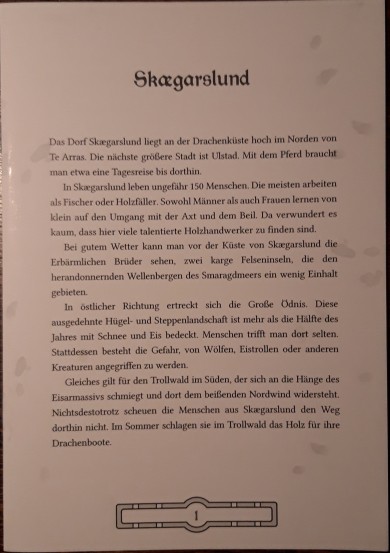 Unter dem Titel 'Skægarslund' stehen mehrere Absätze mit der Beschreibung des gleichnamigen Dorfes. Am Fuß der Seite steht die Seitenzahl in einem breiten Rahmen.